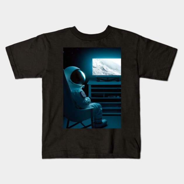 Astronaut watching TV Kids T-Shirt by maxcode